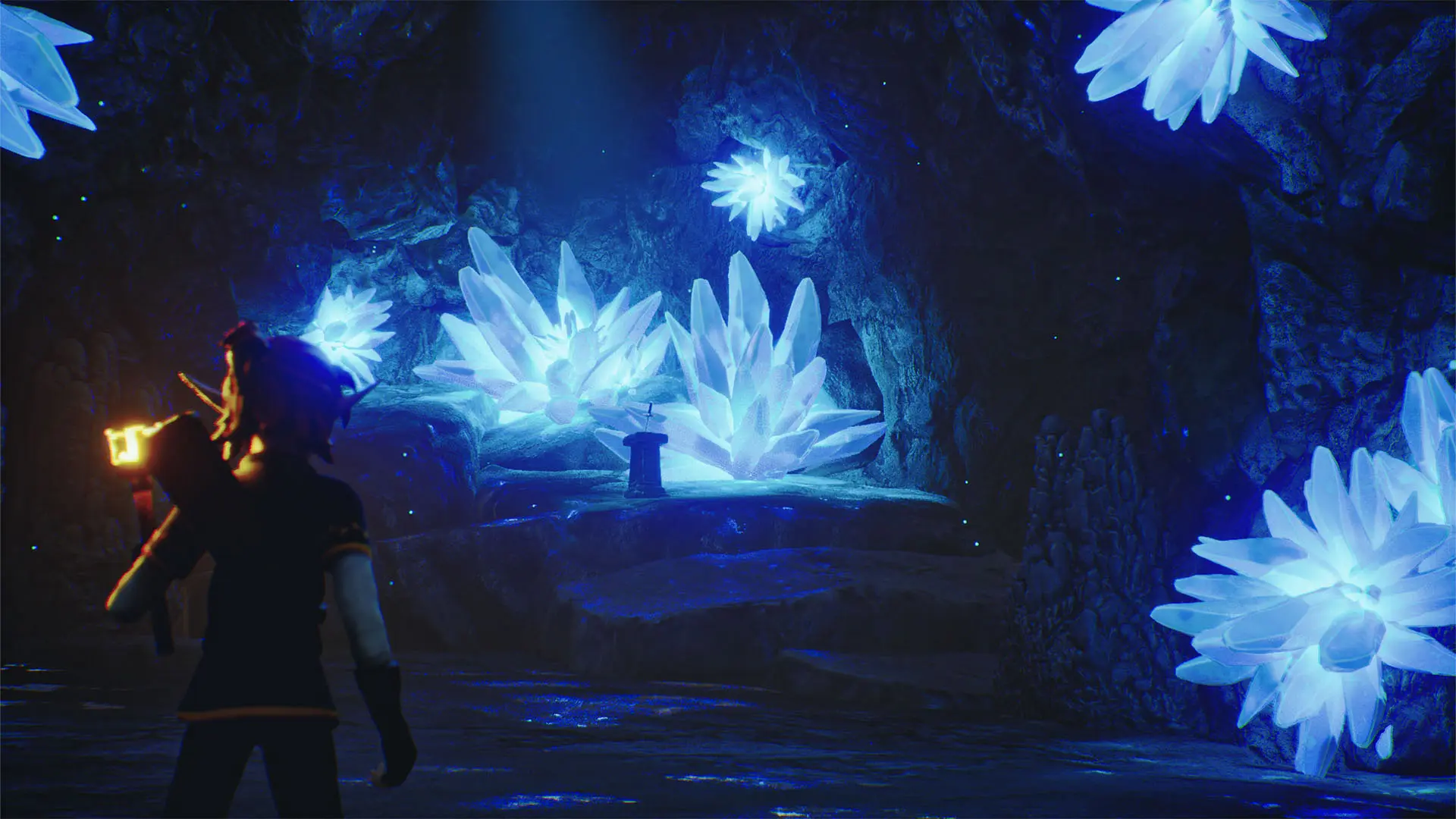 Cave with glowing crystal bloom